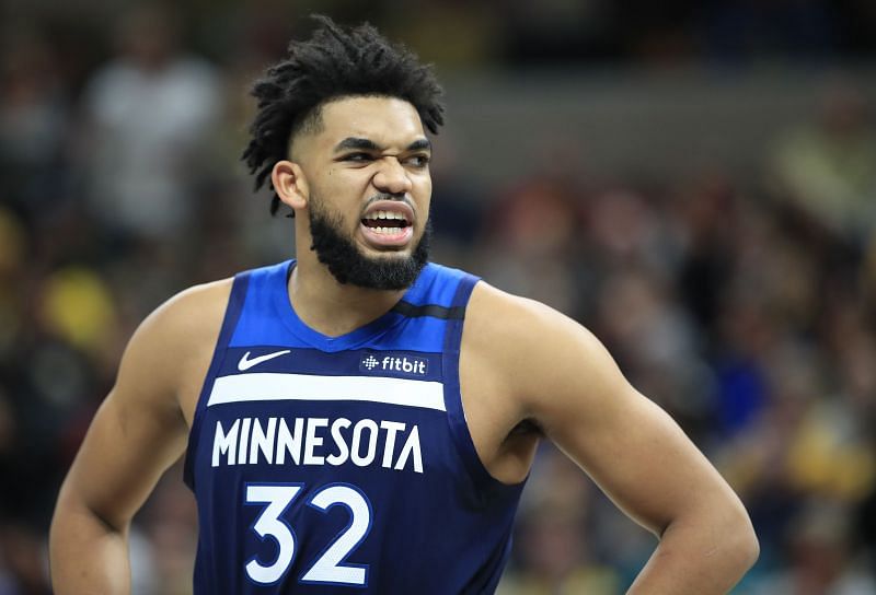 Karl Anthony-Towns #32 against the Indiana Pacers.