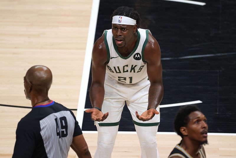 Jrue Holiday #21 of the Milwaukee Bucks