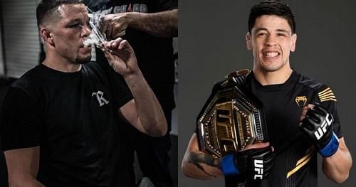 Nate Diaz (L) and Brandon Moreno (R) via respective Instagram accounts