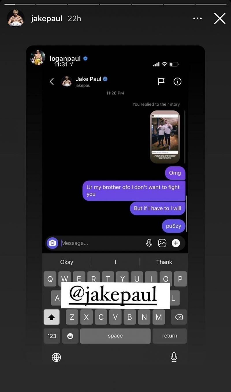 Logan Paul claims he doesn't want to get in the ring with his brother Jake (Image via Instagram)