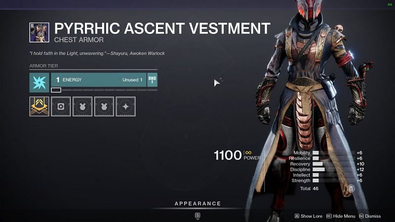 Destiny 2 Trials of Osiris chest armor Pyrrhic Ascent Vestment (Image via Bungie)