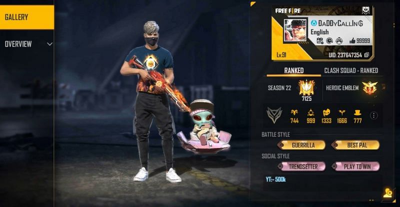 Daddy Callings Free Fire Id Number Statistics Discord Link Earnings And More