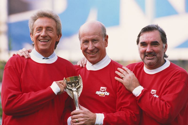 George Best alongside Sir Bobby Charlton and Denis Law who all won the Ballon d&#039;Or