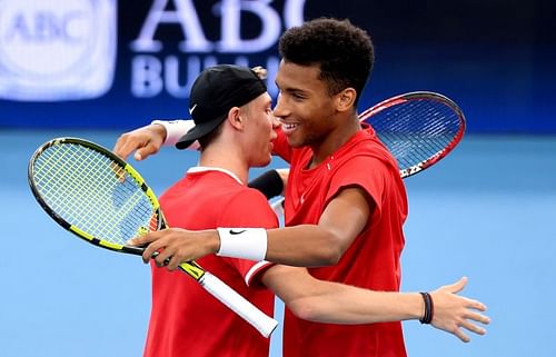 Denis Shapovalov (L) and Felix Auger-Aliassime