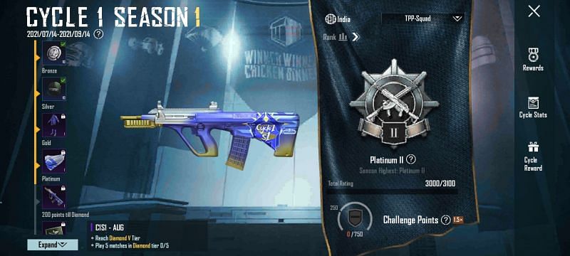 New ranked season UI in 1.5 update (Image via Krafton)