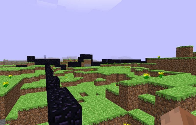Obsidian wall, a removed feature (Image via Minecraft Wiki)