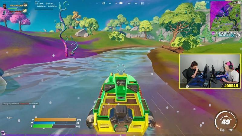 Nothing to see here, just a self-driving boat in Fortnite (Image via x2Twins on YouTube)