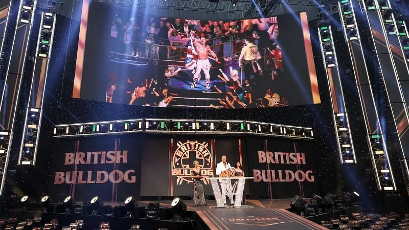 The British Bulldog being inducted into the WWE Hall of Fame
