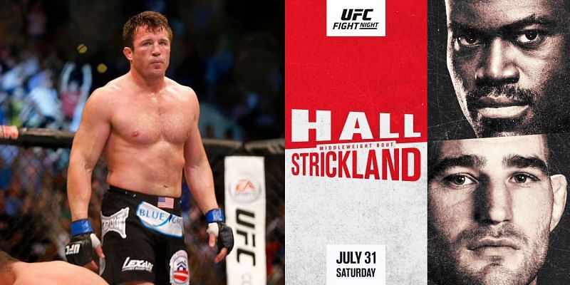 Chael Sonnen (left), The official poster for Uriah Hall vs. Sean Strickland (right) [Right Image Courtesy: @ufc on Instagram