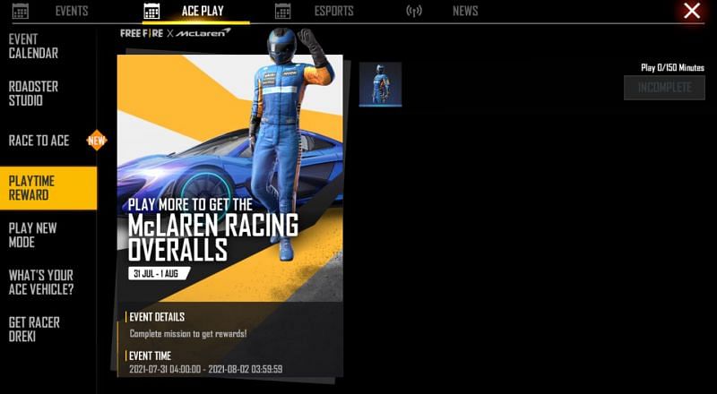 The racing overalls (Image via Free Fire)