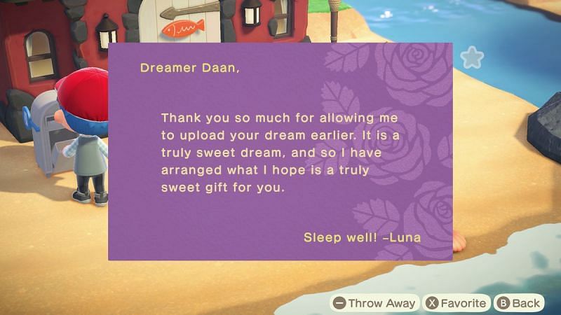 Luna sends the ticket to the Animal Crossing player via mail (Image via Twitter)