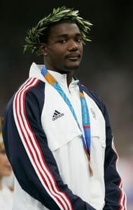 Justin Gatlin at the men's 200m Medal Ceremony