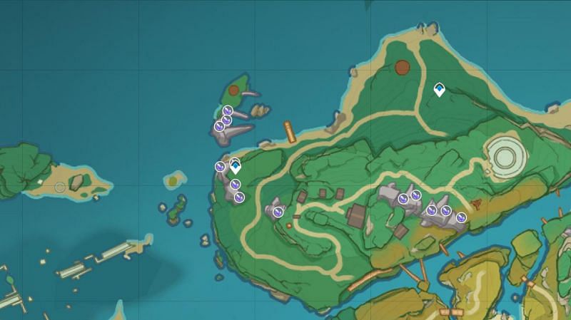 Crystal Marrow locations in Fort Fujitou (image via Interactive World Map)