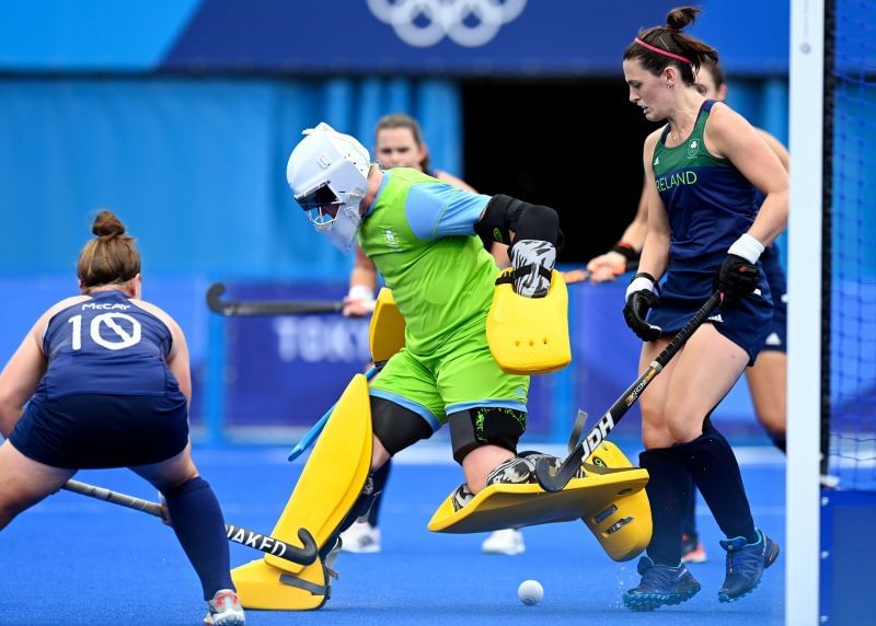 Ayeisha McFerrin was rock solid in goal Image Ctsy: Hockey Ireland