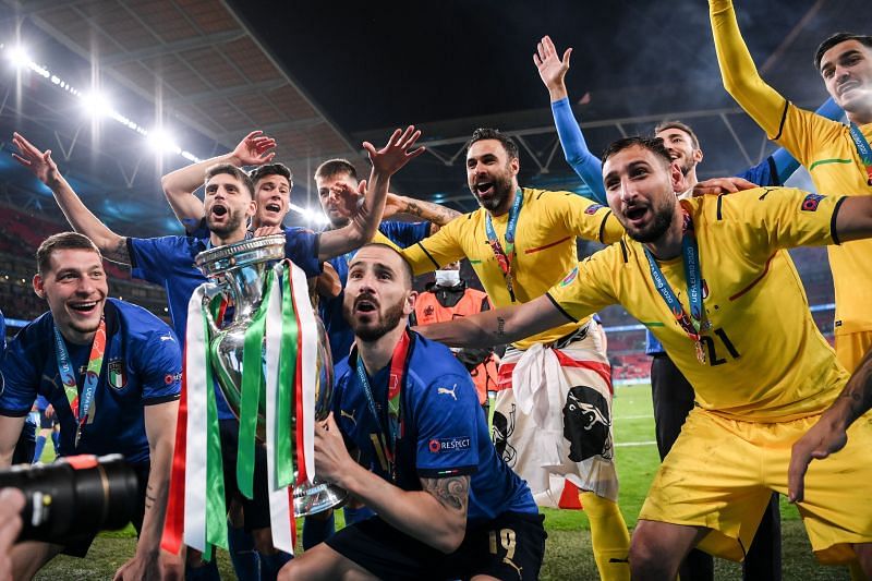 Italy celebrate their UEFA Euro 2020 final win.