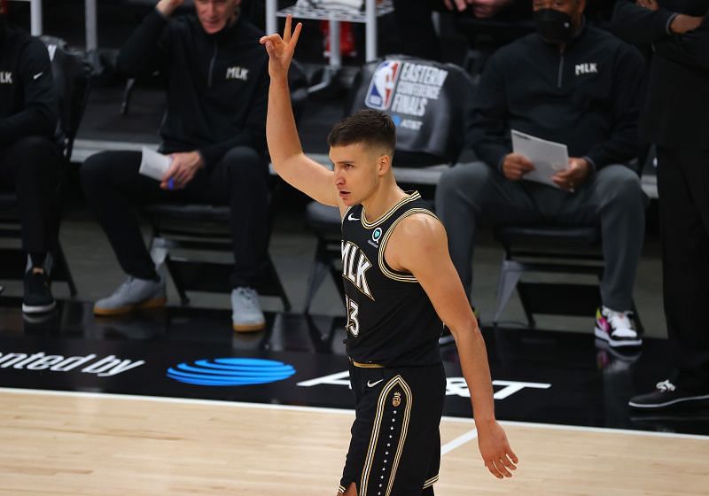 Bogdan Bogdanovic made a playoff career-high seven threes against the Milwaukee Bucks in game five