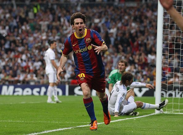 Lionel Messi scored a memorable brace at the Santiago Bernabeu in a Champions League game in 2011.