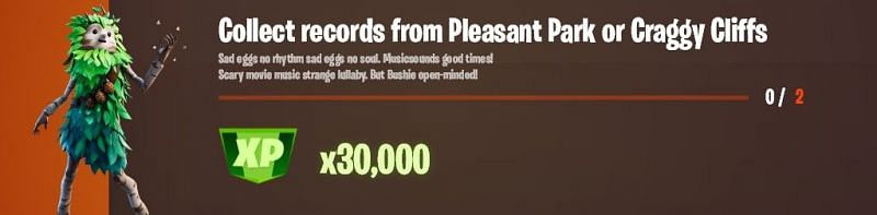 &quot;Collect records from Pleasant Park or Craggy Cliffs&quot; Legendary challenge (Image via HYPEX/Twitter)