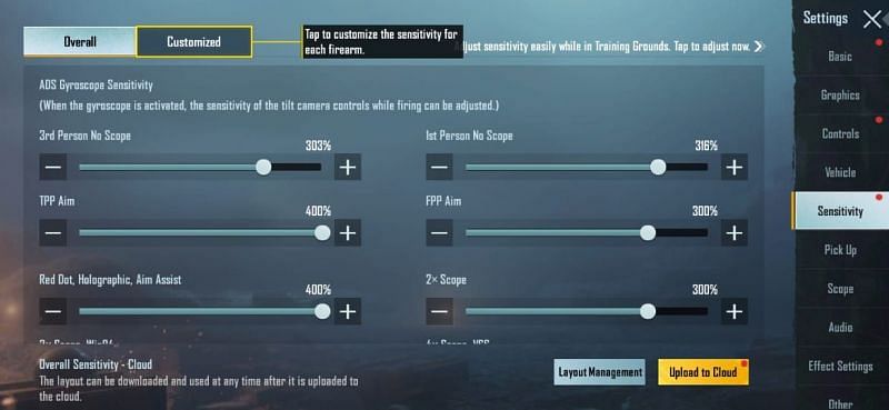 Players have two options to set up their ADS Gyroscope sensitivity Players can choose to customize individual guns