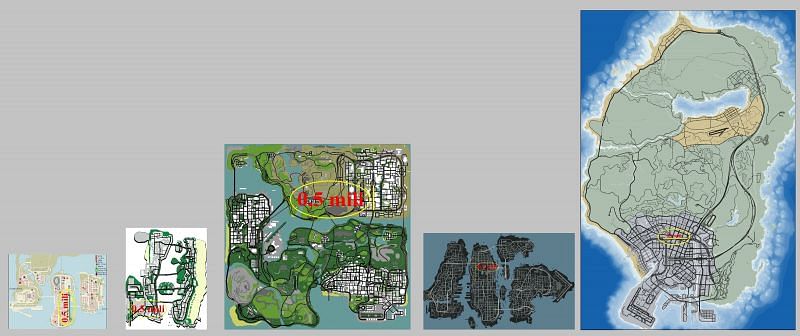 Map size comparisons (Image via GTAforums)