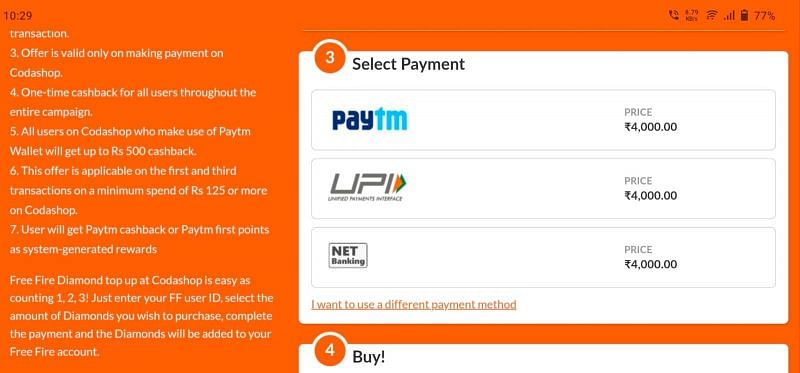 Choose the Payment Method