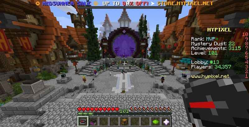 The lobby of popular mini-game server Hypixel (Image via Hypixel)