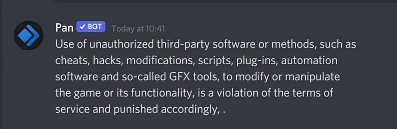 Information regarding GFX on the official discord server of BGMI