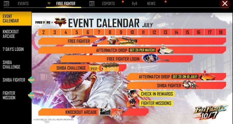 Calendar of the events