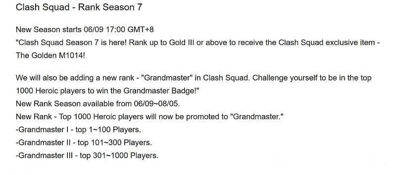 Clash Squad Rank Season 7 draws to an end on August 5th (Image via Free Fire)