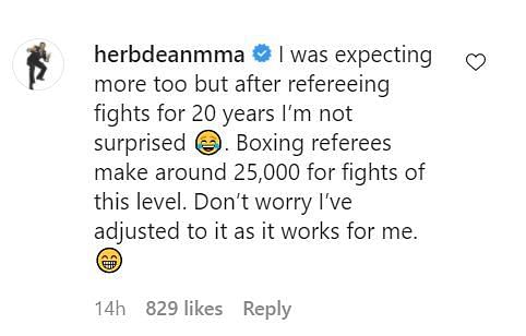 Herb Dean's comment on his pay for McGregor vs Poirier 3.