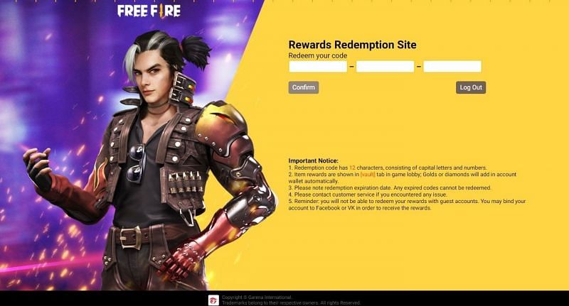 Paste the redeem code pertaining to your region (Image via Free Fire)