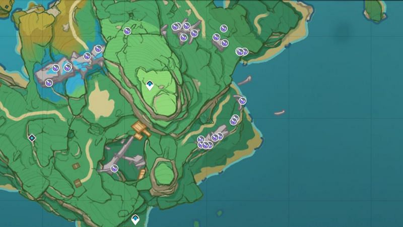 Crystal Marrow locations east of Jakotsu Mine (image via Interactive World Map)