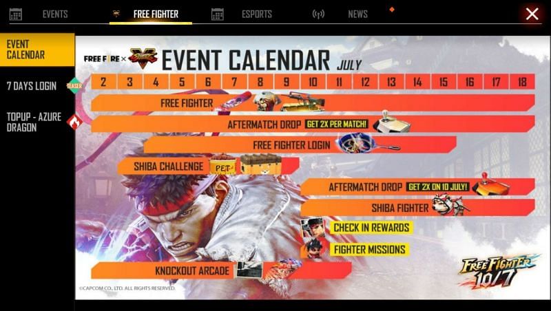 Calendar of the events