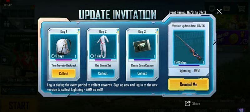 Rewards in the canceled Update Event (Image via STAN GO YouTube)