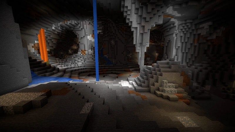 Huge caves with lava (Image via Minecraft)