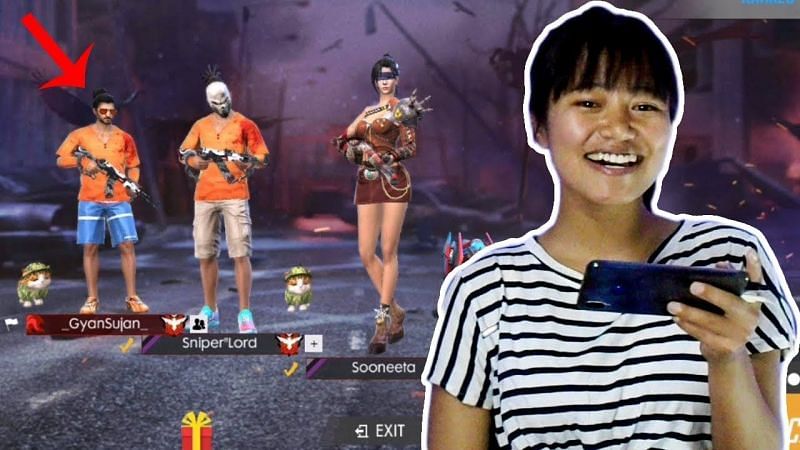 Sooneeta has played with another popular Free Fire gamer, Gyan Sujan (Image via Sooneta; YouTube)