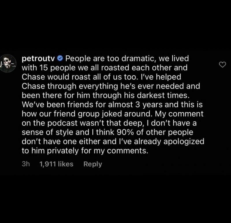 Thomas Petrou calls people &quot;dramatic&quot; for getting upset over his comments (Image via Instagram)