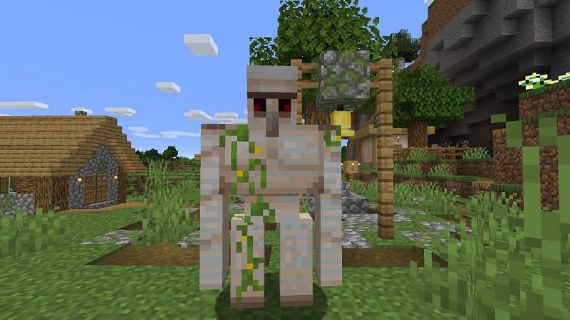 Unfortunately, not every village will have an iron golem, but they are not necessarily rare to come across (Image via PCGames)