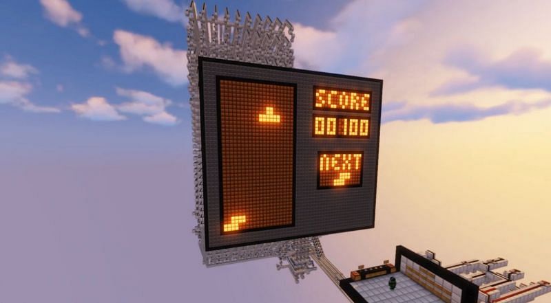 A stunning playable tetris game in Minecraft (Image via u/mattbatwings2 on Reddit)