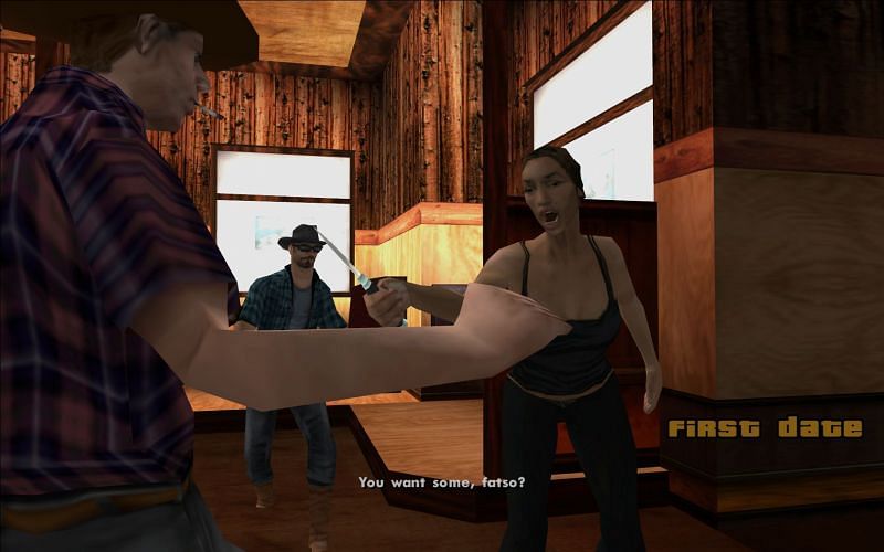 Catalina&#039;s aggressiveness is established here in GTA San Andreas (Image via GTA Wiki)