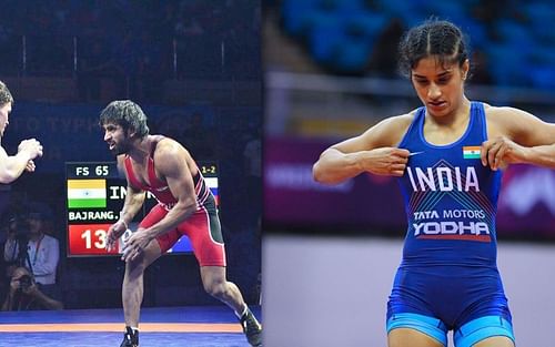 Bajrang Punia and Vinesh Phogat [Image Credits: Bajrang Punia, Vinesh Phogat/Twitter]