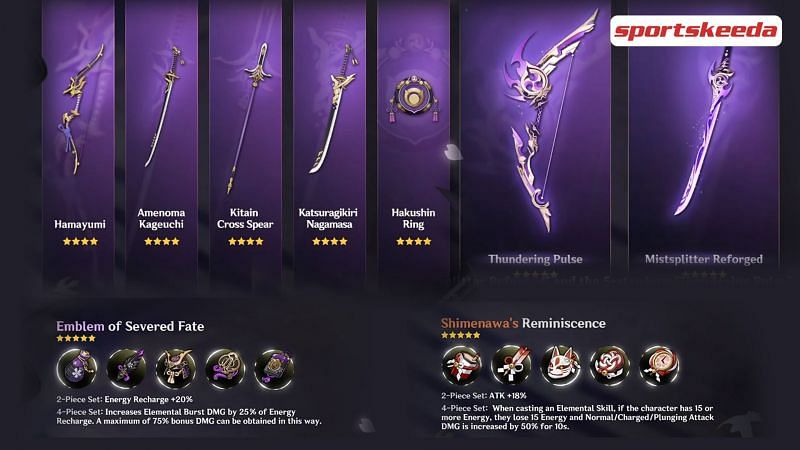 New 5-star weapons, artifacts and 4-star weapons to arrive in Genshin Impact V2.0 (Image via Sportskeeda)