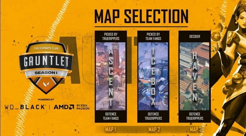 True Rippers vs Team Fangs Selected Maps (Image via YouTube/The Esports Club)