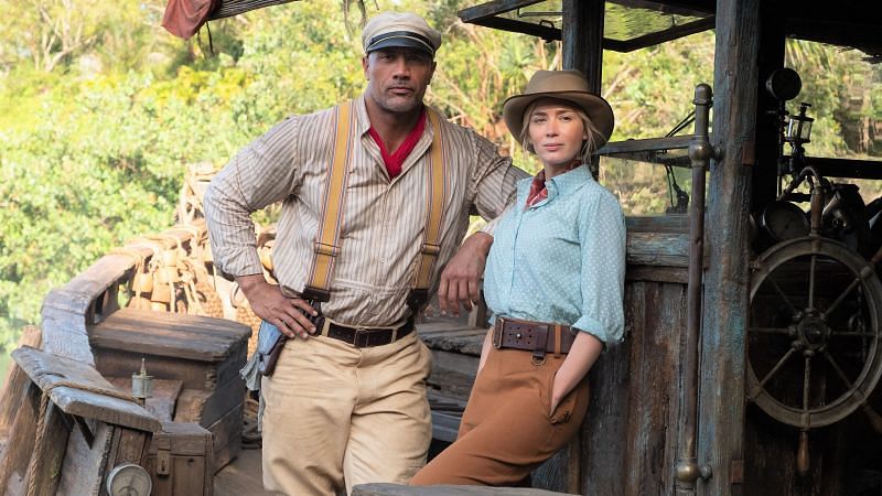 Dwayne Johnson and Emily Blunt in Disney&#039;s &quot;Jungle Cruise.&quot; (image via: Walt Disney Studios)