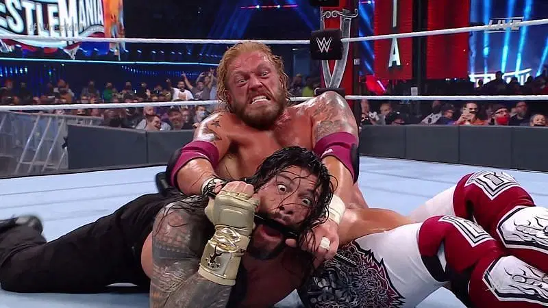 Edge and Roman Reigns squared off at WrestleMania 37 in a Triple Threat Match