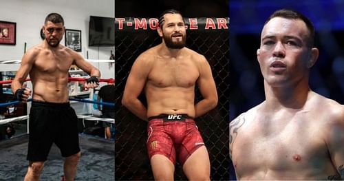 Nick Diaz (left); Jorge Masvidal (center); Colby Covington (right).