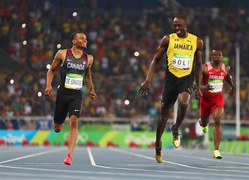 Andre De Grasse and Usain Bolt at Rio 2016