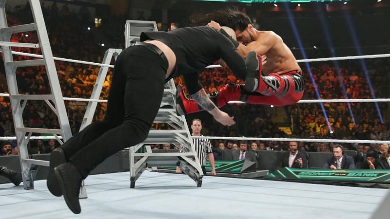 Ali delivering a face buster to Baron Corbin in Money in the Bank in 2019