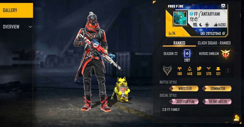 FF Antaryami&rsquo;s Free Fire ID is 297537840