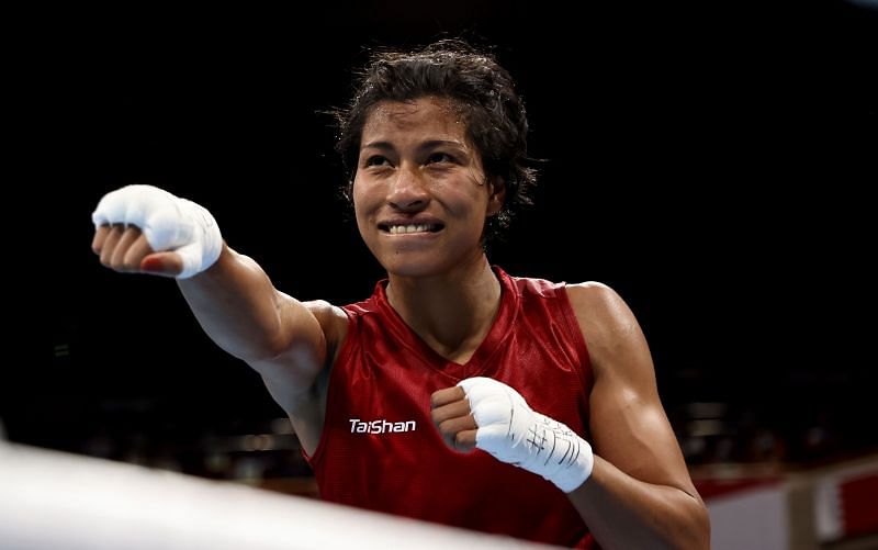 Lovlina Borgohain after winning her quarter-final bout at the 2021 Tokyo Olympics